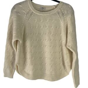 Wallace Women's Size Medium Cream Mohair Wool Cable Knit‎ Sweater